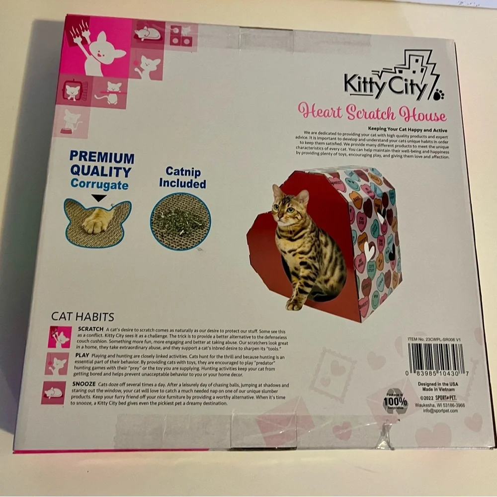 Bundle Cat Scratch Paper Heart House, 2 PalsToys, 3oz. Can food, 4.2oz solution